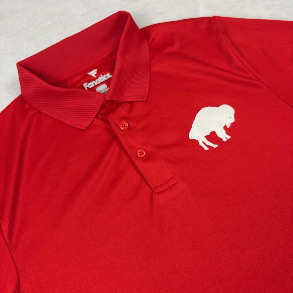 Buffalo Bilss Fanatics Shirt Mens M Red Polo Logo Short Sleeve Athletic Golf NFL